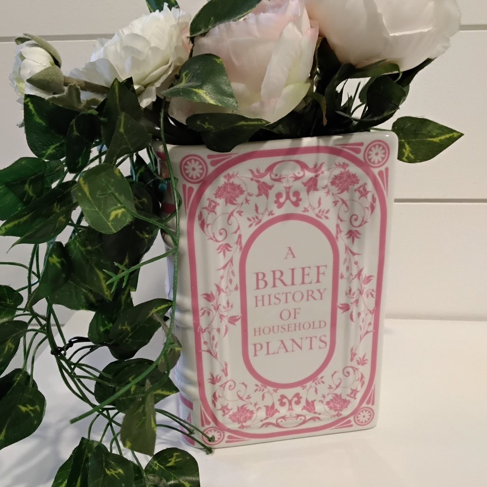 Floral Book Vase with Pink and White Faux Flower Accents - Picture 3 of 8